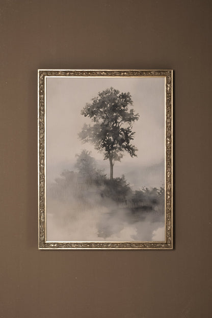 SILENCE DE LA BRUME, Artwork on rigid canvas, framed Vintage Silver