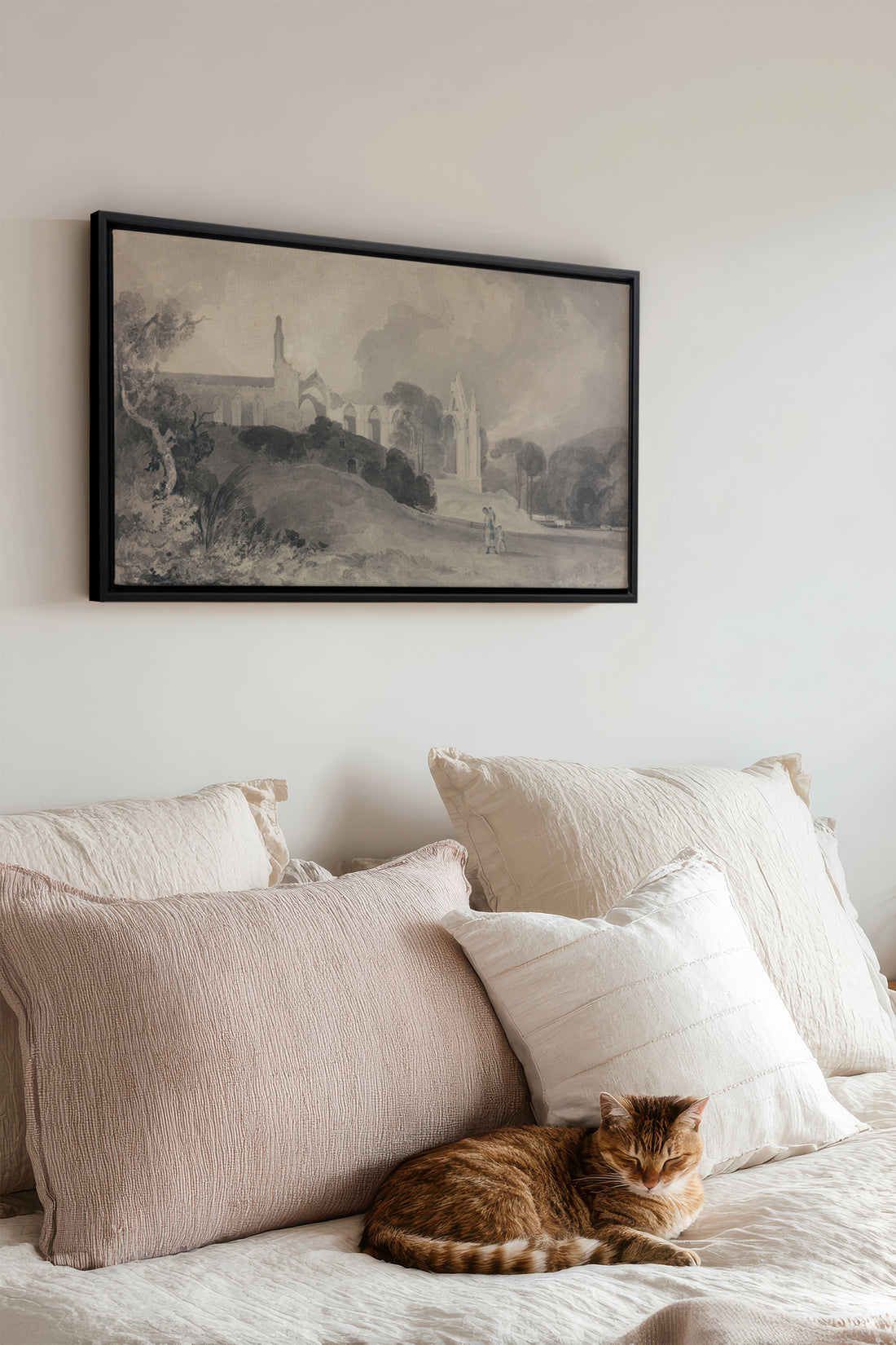 VESTIGES VOILÉS, Artwork on stretched canvas, framed in black