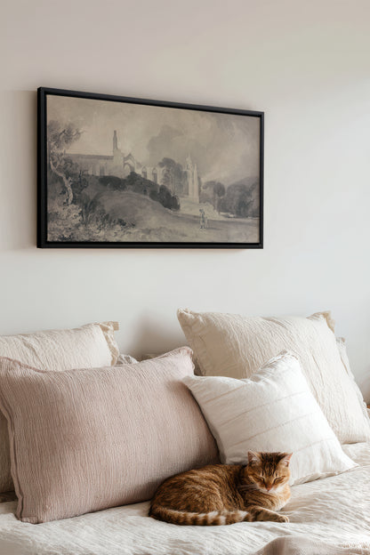 VESTIGES VOILÉS, Artwork on stretched canvas, framed in black