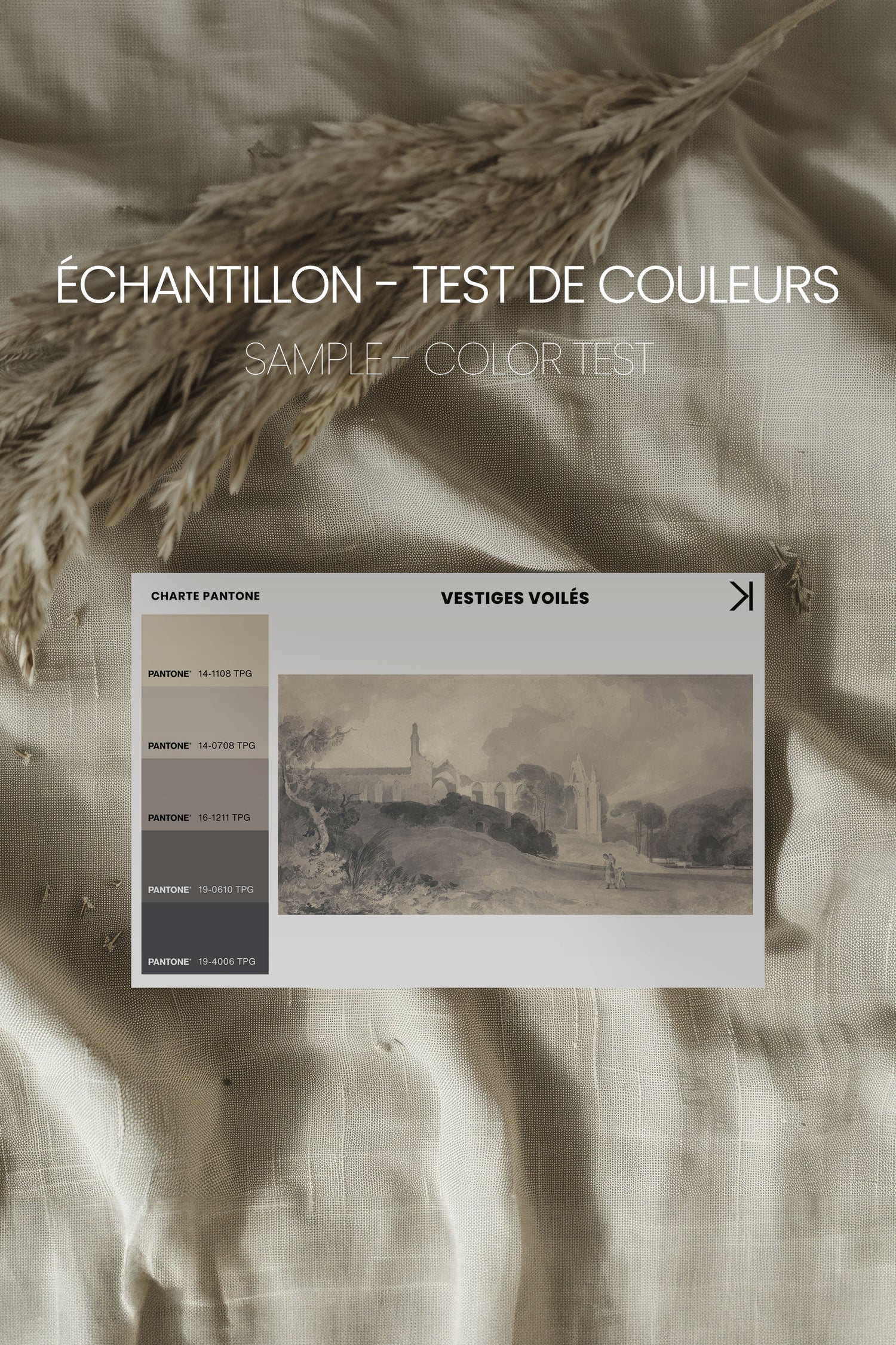 VESTIGES VOILÉS, Oeuvre sur toile étirée, encadré Brun Noyer