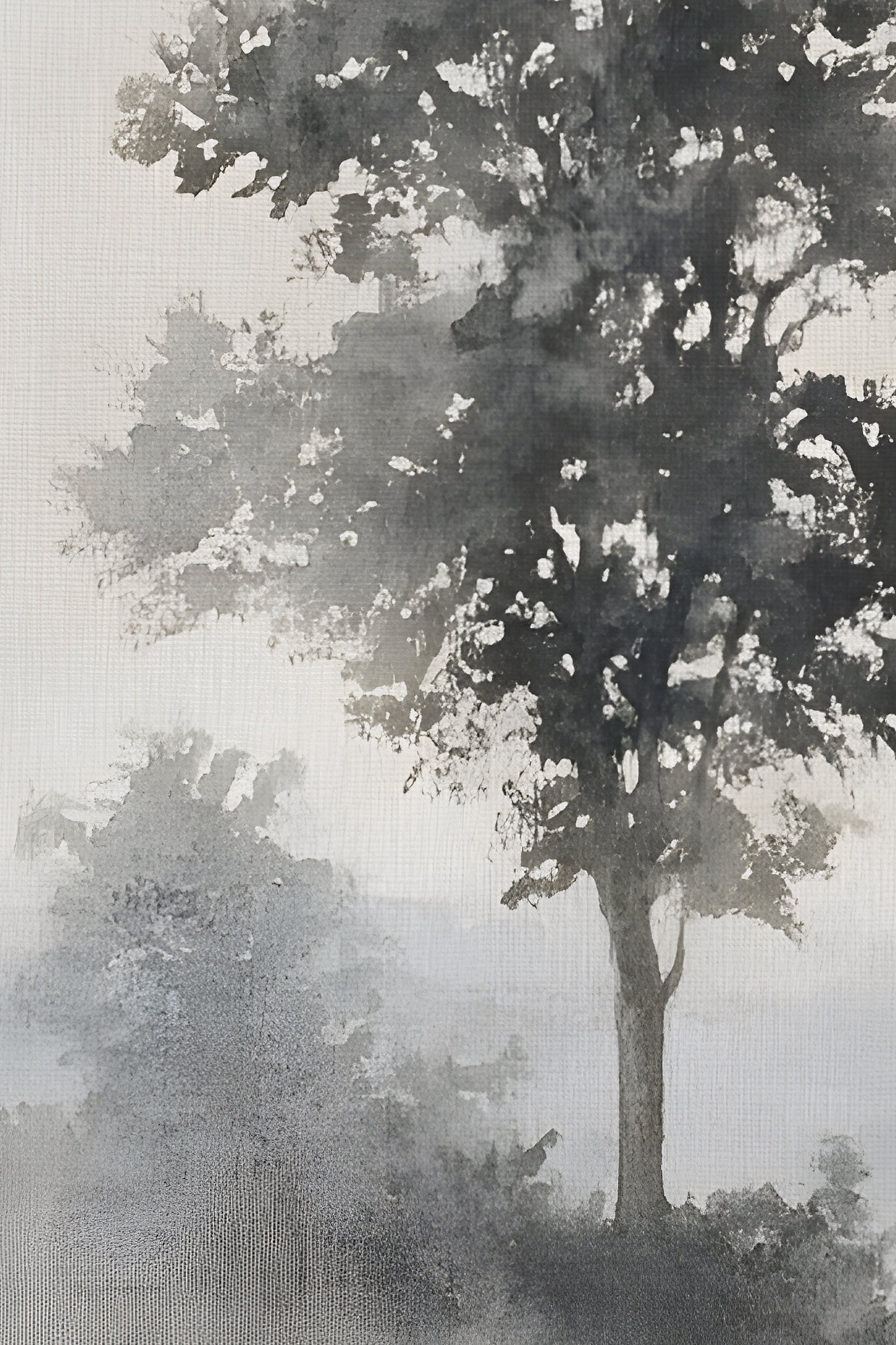 SILENCE DE LA BRUME, Artwork on rigid canvas, framed Vintage Silver