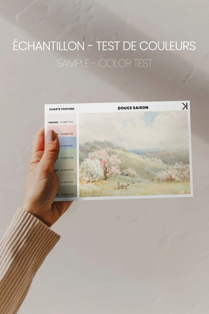 DOUCE SAISON, Oeuvre sur toile étirée, encadré Brun Chêne