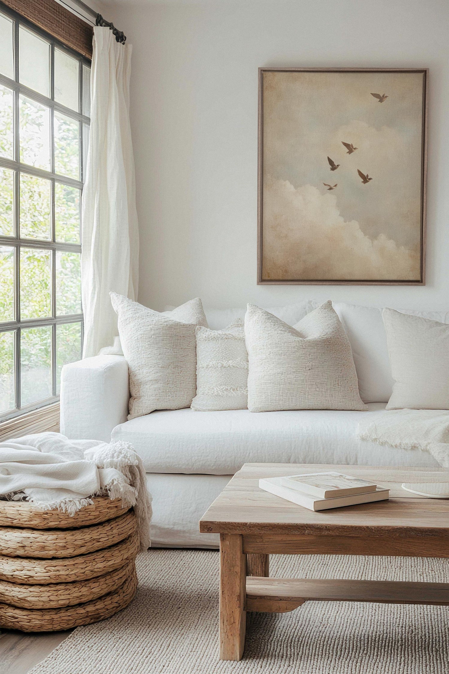 OLEKA CANVAS - VOLÉE DE SOUVENIRS, Oeuvre sur toile étirée, encadré Brun Chêne