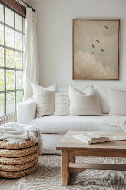 OLEKA CANVAS - VOLÉE DE SOUVENIRS, Oeuvre sur toile étirée, encadré Brun Chêne