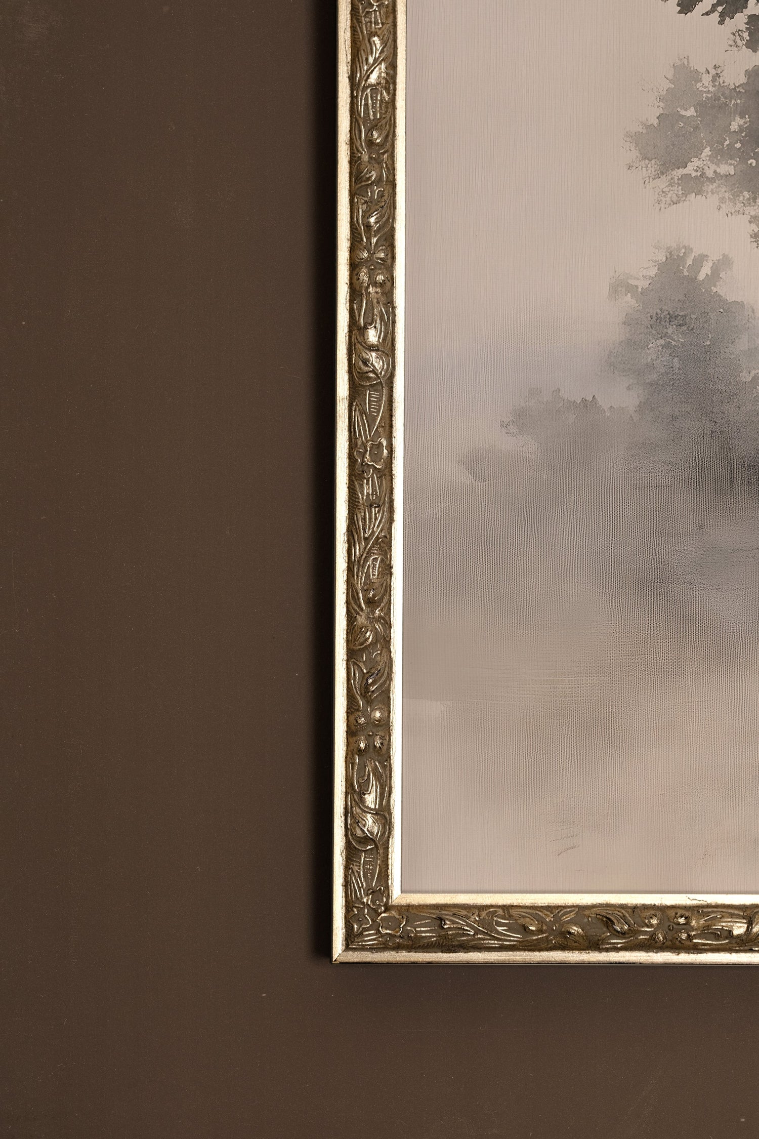 SILENCE DE LA BRUME, Artwork on rigid canvas, framed Vintage Silver