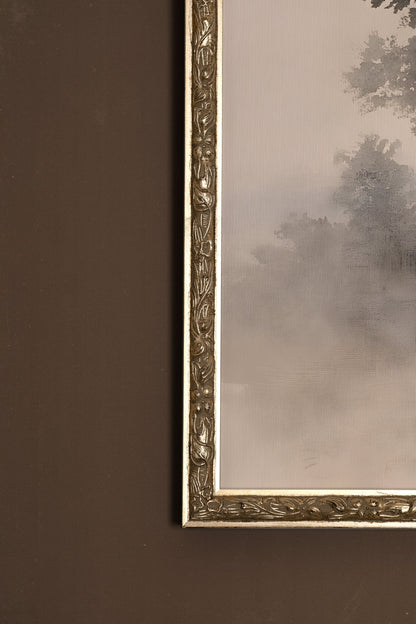 SILENCE DE LA BRUME, Artwork on rigid canvas, framed Vintage Silver