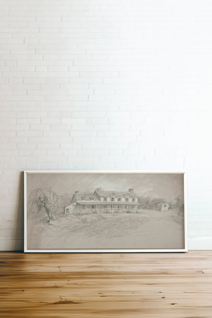 SHADOWED HOUSE, Artwork on stretched canvas, framed in white