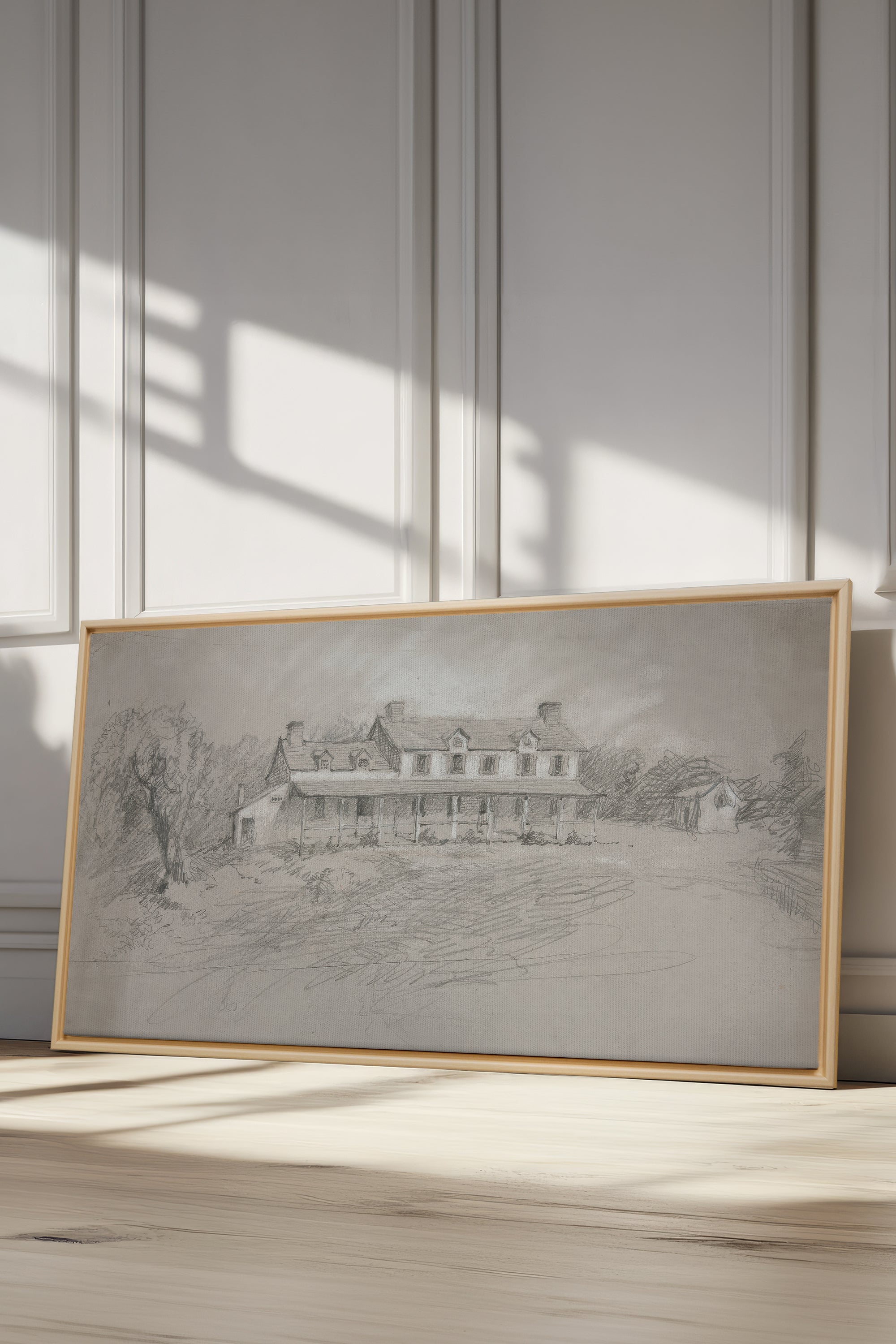 SHADOWED HOUSE, Oeuvre sur toile étirée, encadré Naturel Clair