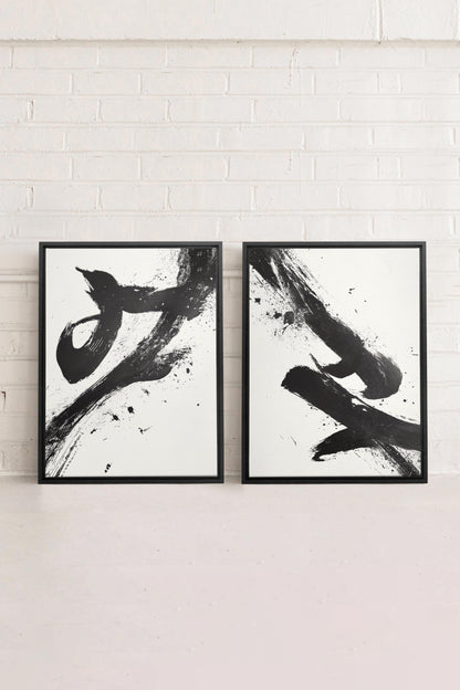 OLEKA CANVAS - SHARP SHADOWS, 2 Oeuvres sur toile étirée, encadré Noir