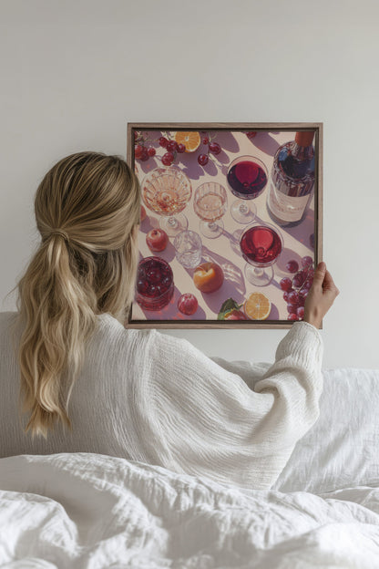 OLEKA CANVAS - COCKTAIL DE SAISON, Oeuvre sur toile étirée, encadré Brun Chêne