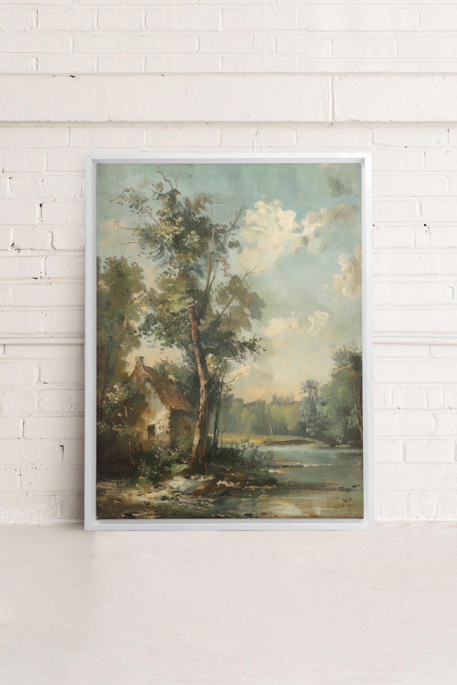 OLEKA CANVAS - French Homestead, Oeuvre sur toile étirée, encadré Blanc