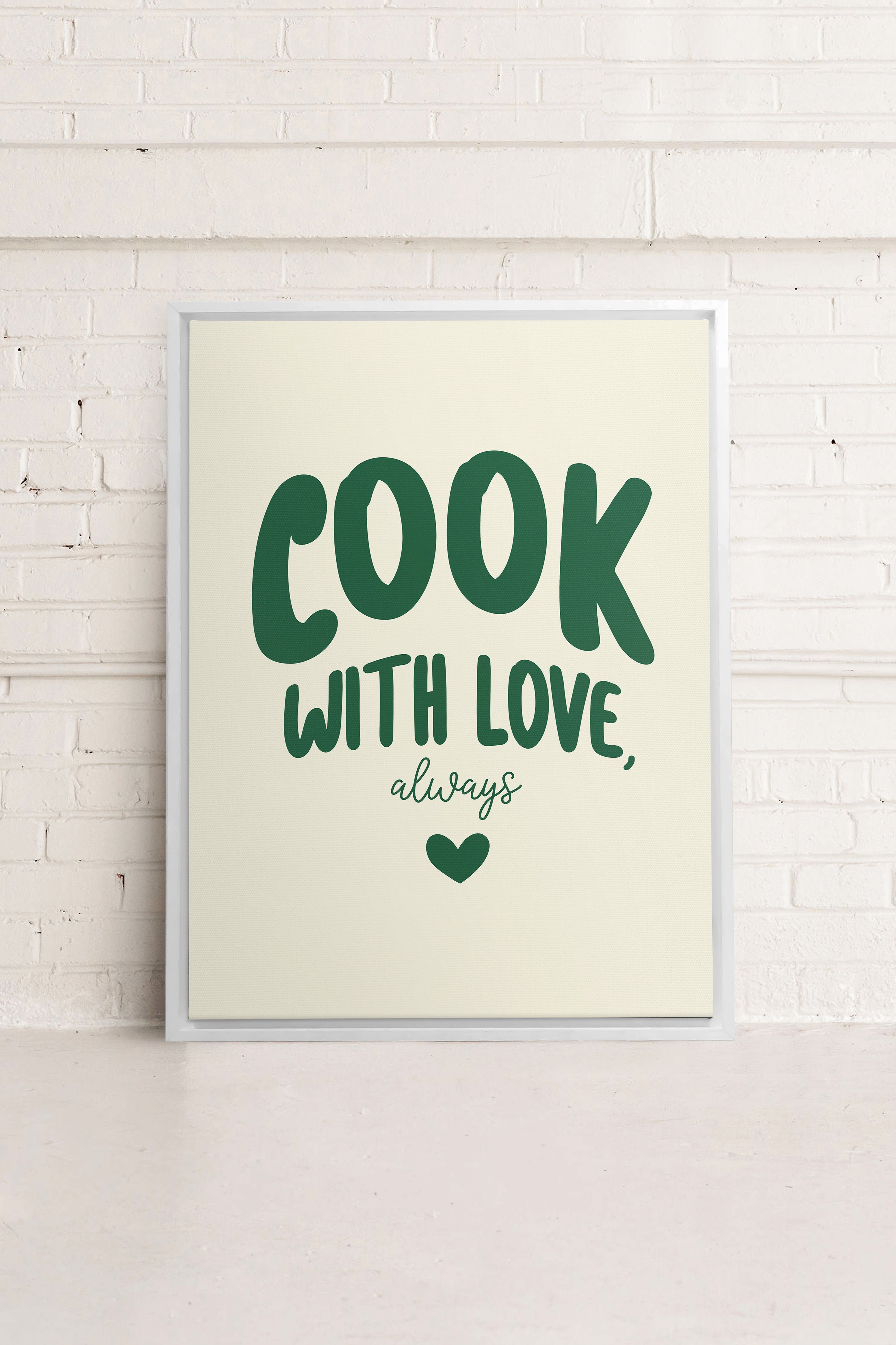 OLEKA CANVAS - COOK WITH LOVE, Oeuvre sur toile étirée, encadré Blanc