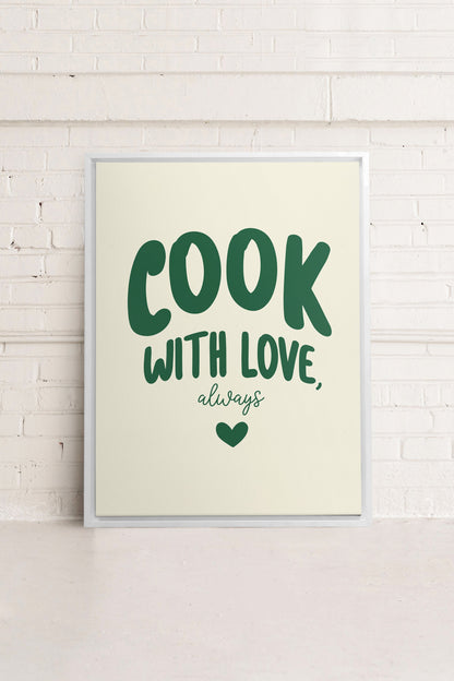 OLEKA CANVAS - COOK WITH LOVE, Oeuvre sur toile étirée, encadré Blanc