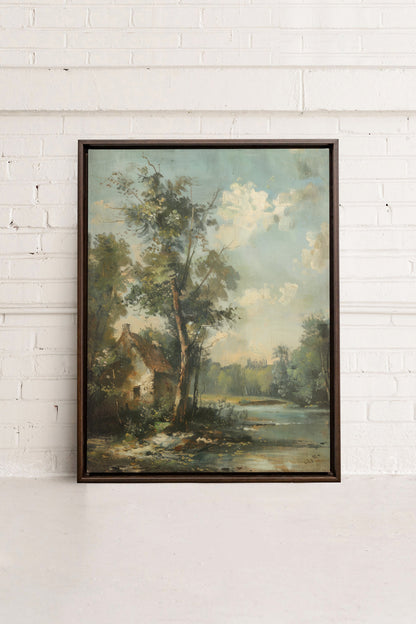 OLEKA CANVAS - French Homestead, Oeuvre sur toile étirée, encadré Brun Noyer