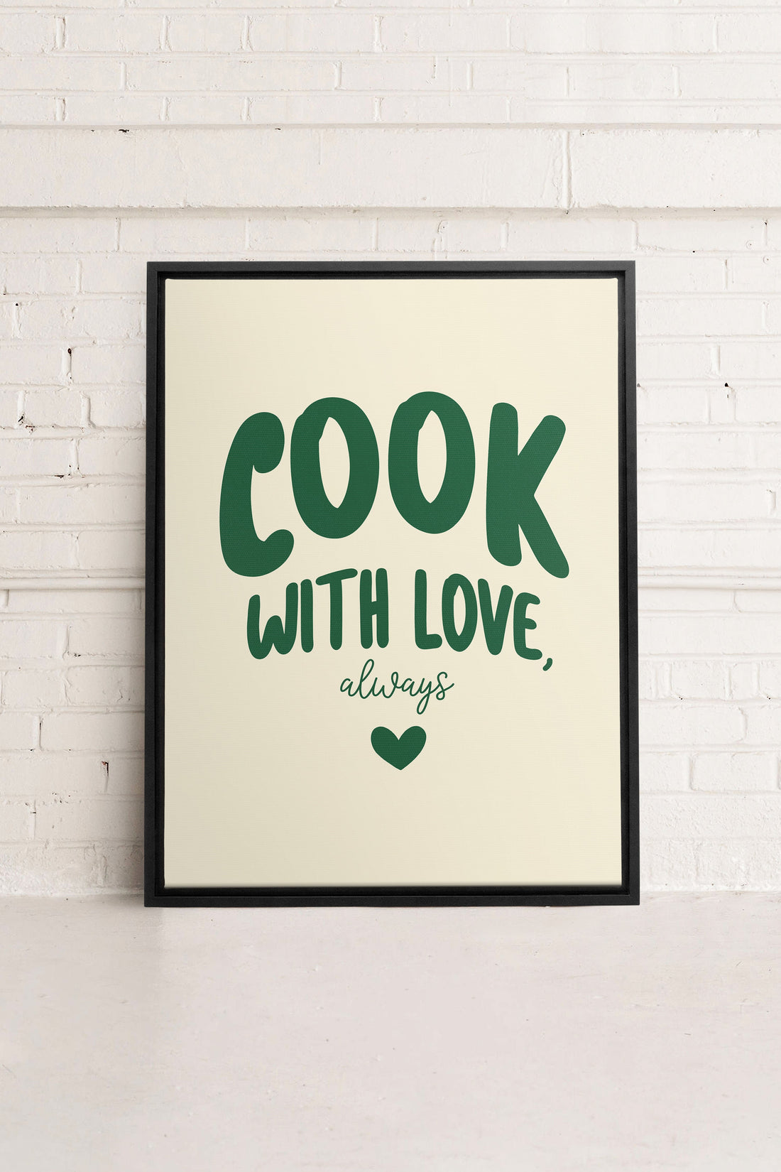 OLEKA CANVAS - COOK WITH LOVE, Oeuvre sur toile étirée, encadré Noir
