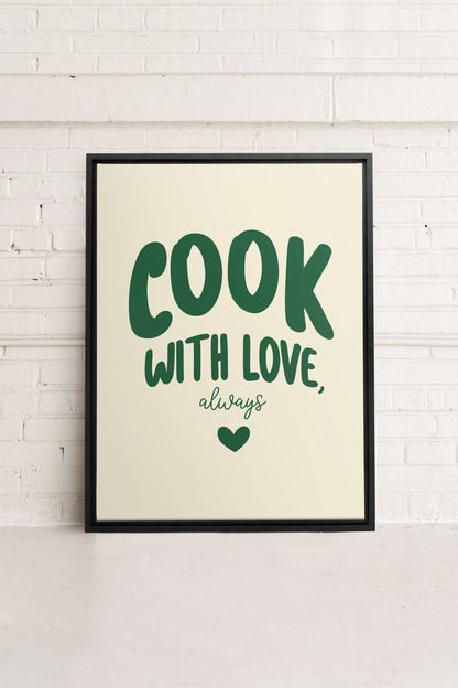 OLEKA CANVAS - COOK WITH LOVE, Oeuvre sur toile étirée, encadré Noir