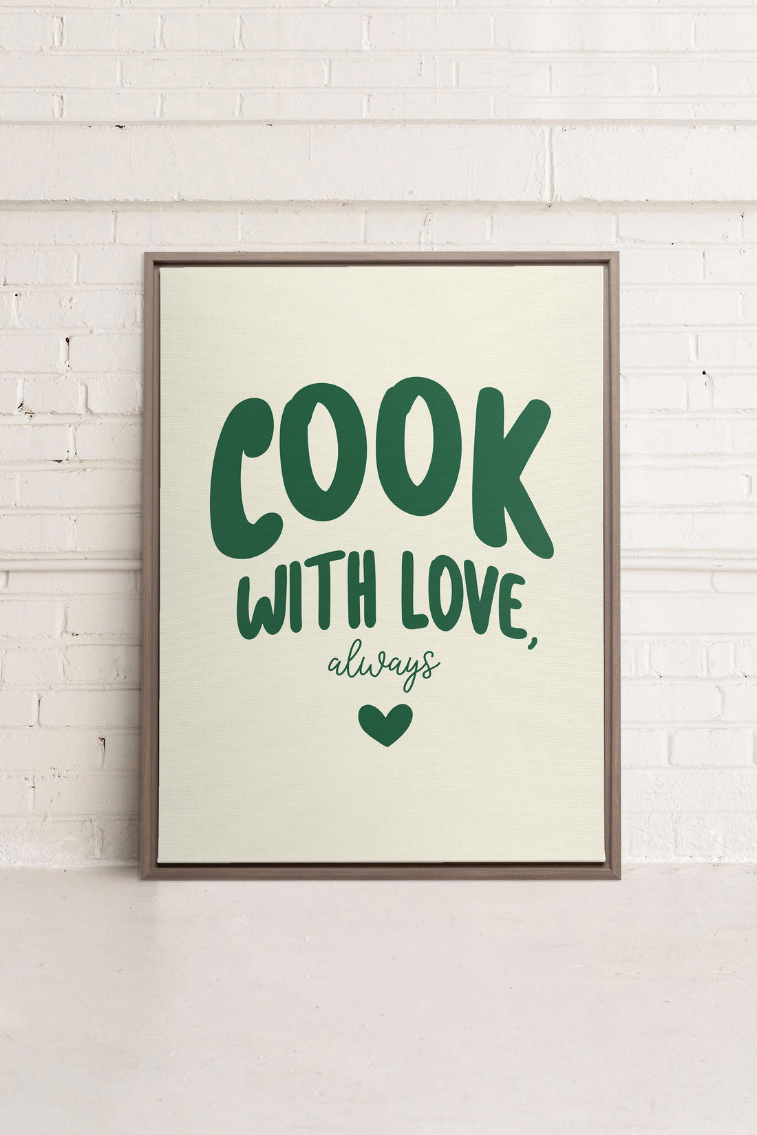 OLEKA CANVAS - COOK WITH LOVE, Oeuvre sur toile étirée, encadré Brun Chêne