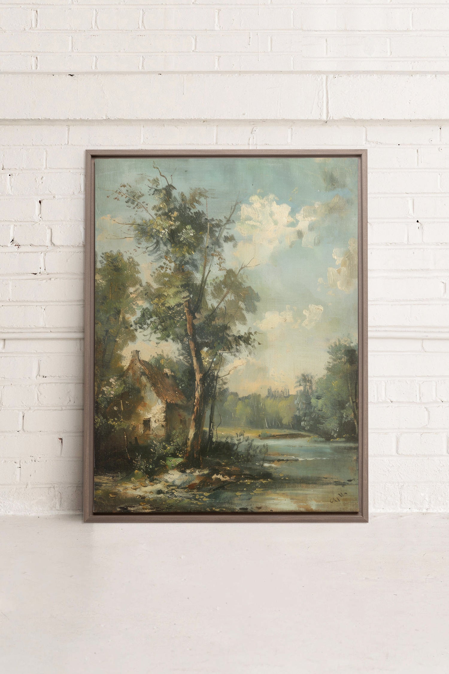 OLEKA CANVAS - French Homestead, Oeuvre sur toile étirée, encadré Brun Chêne