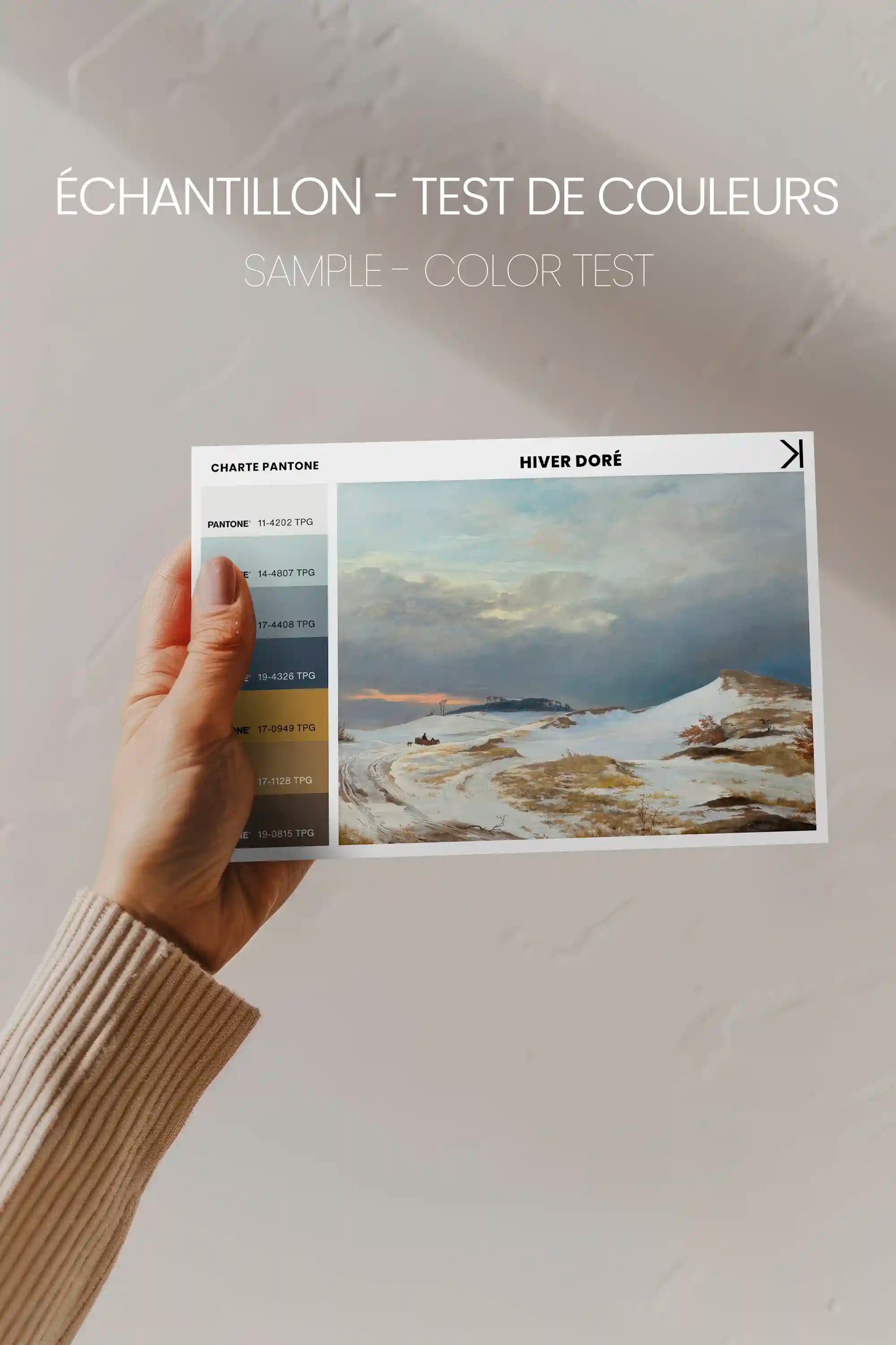 HIVER DORÉ, Oeuvre sur toile étirée, encadré Blanc