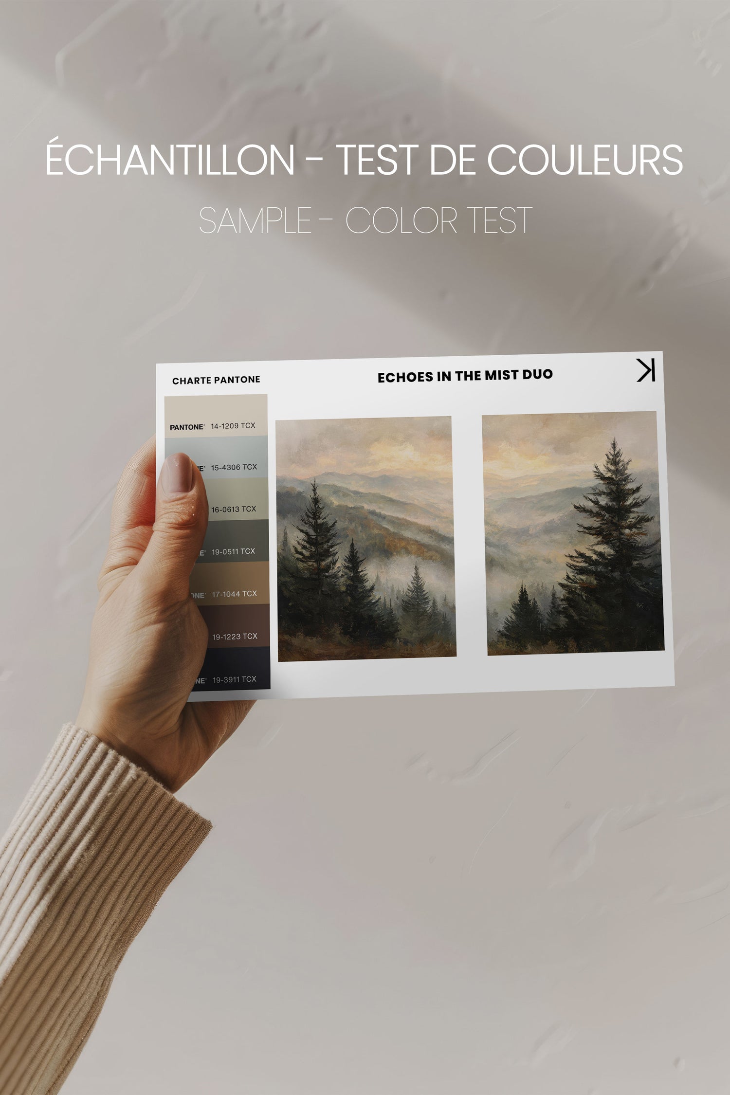 ECHOES IN THE MIST DUO, 2 Oeuvres sur toile étirée, encadré Brun Chêne