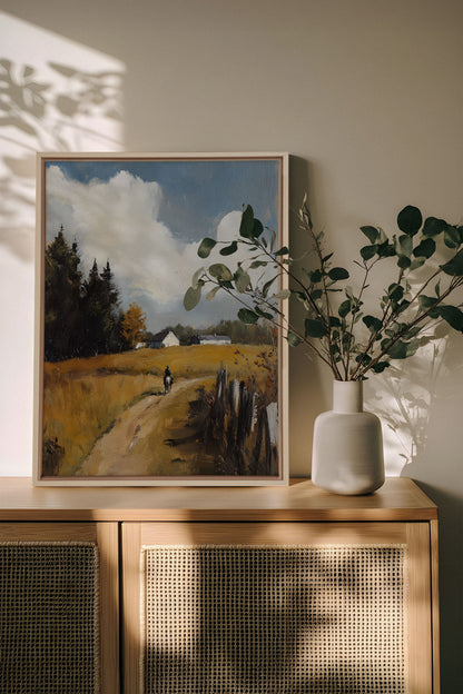 OLEKA CANVAS - THROUGH THE FIELDS, Oeuvre sur toile étirée, encadré Naturel Clair