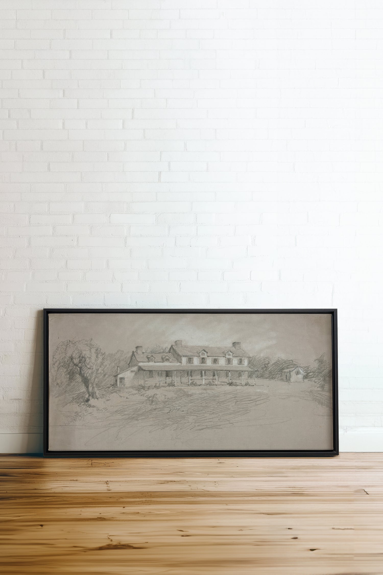 SHADOWED HOUSE, Artwork on stretched canvas, framed in black
