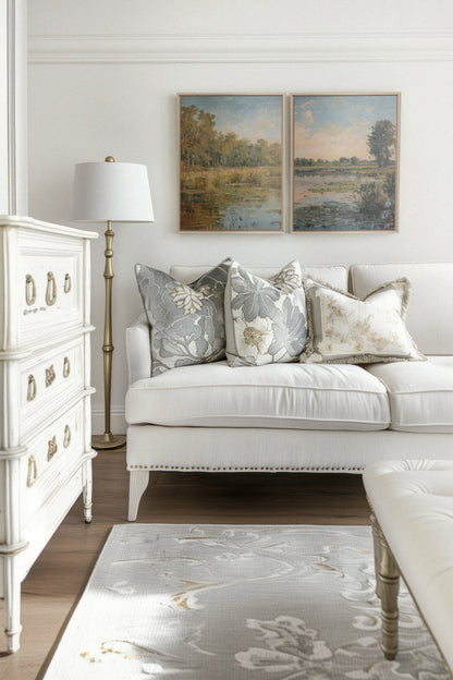 OLEKA CANVAS - COMBINAISON CROATIAN WATERS, 2 Oeuvres sur toile étirée, encadré Naturel Clair