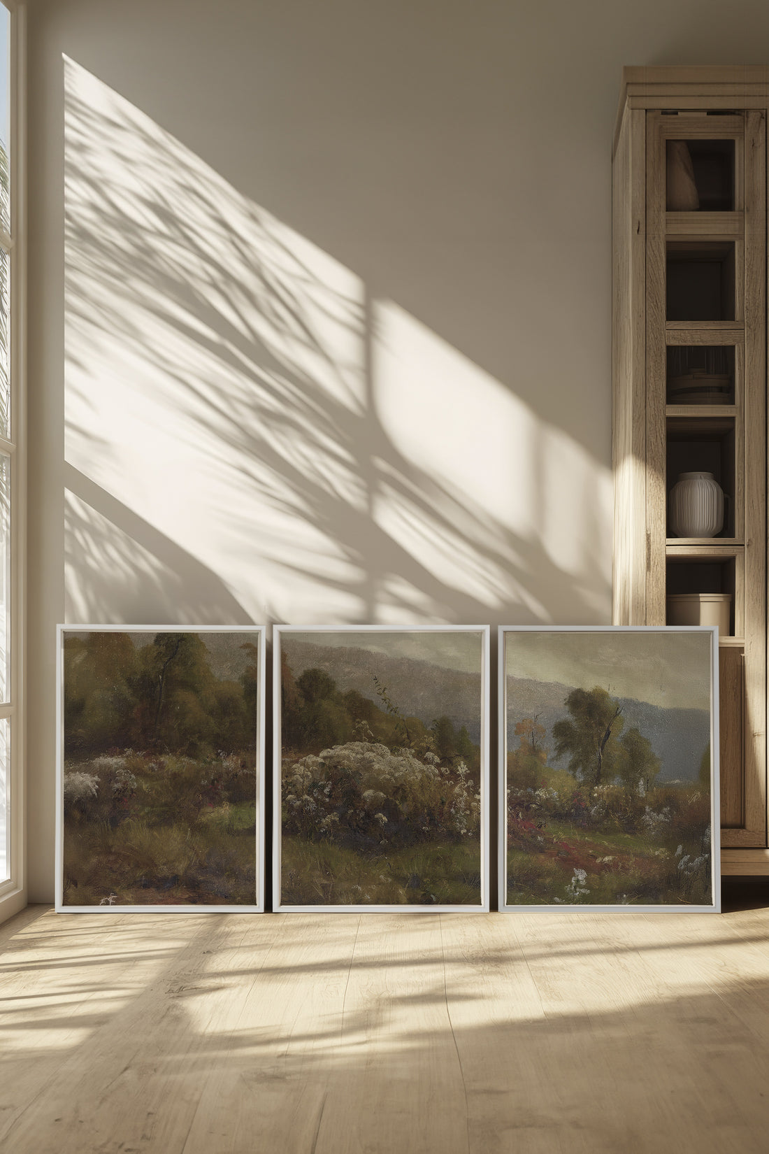 TRIO DOUCEURS CHAMPÊTRES, 3 Works on stretched canvas, framed in white