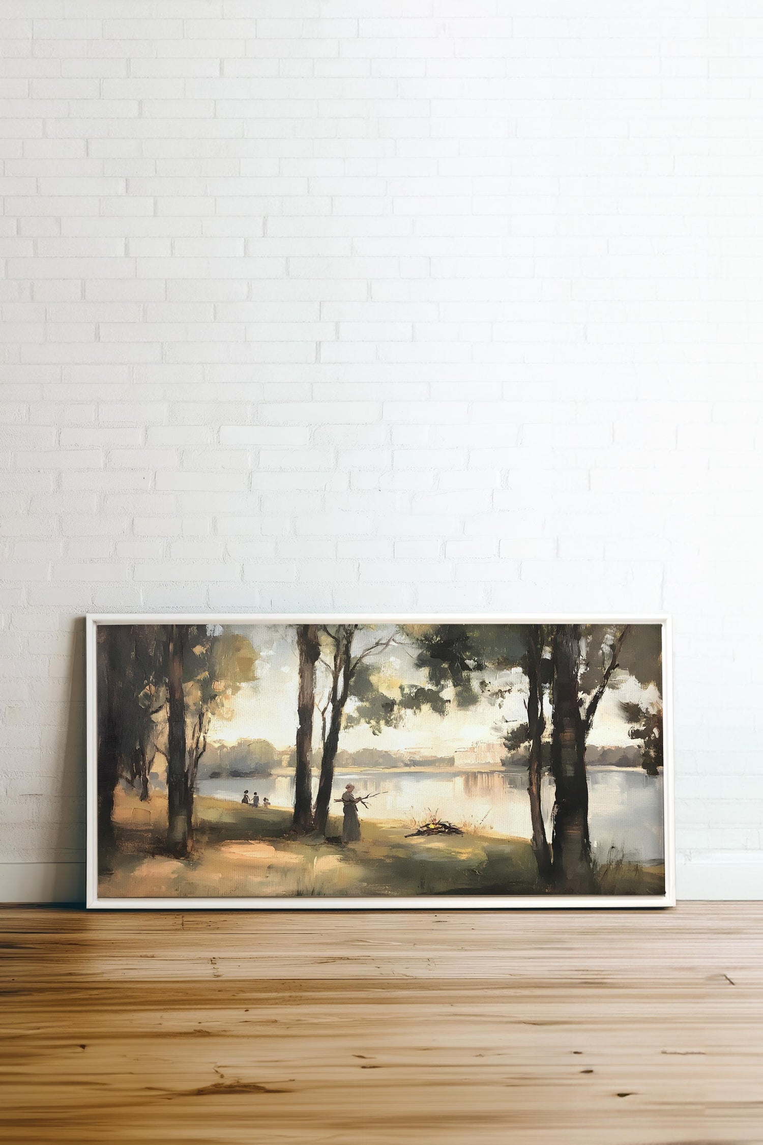 OLEKA CANVAS - THE QUIET SHORE, Oeuvre sur toile étirée, encadré Blanc