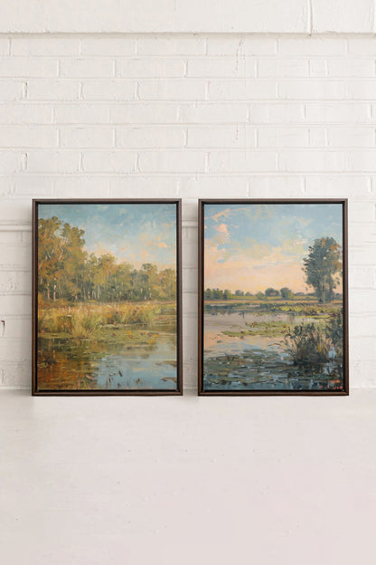 COMBINAISON CROATIAN WATERS, 2 Works on stretched canvas, framed in Walnut Brown