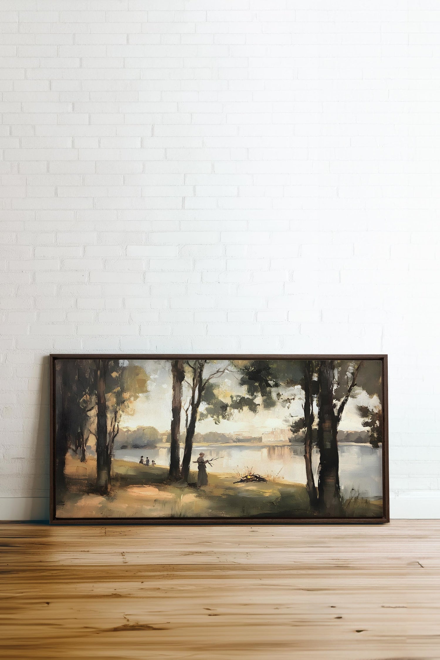 OLEKA CANVAS - THE QUIET SHORE, Oeuvre sur toile étirée, encadré Brun Noyer
