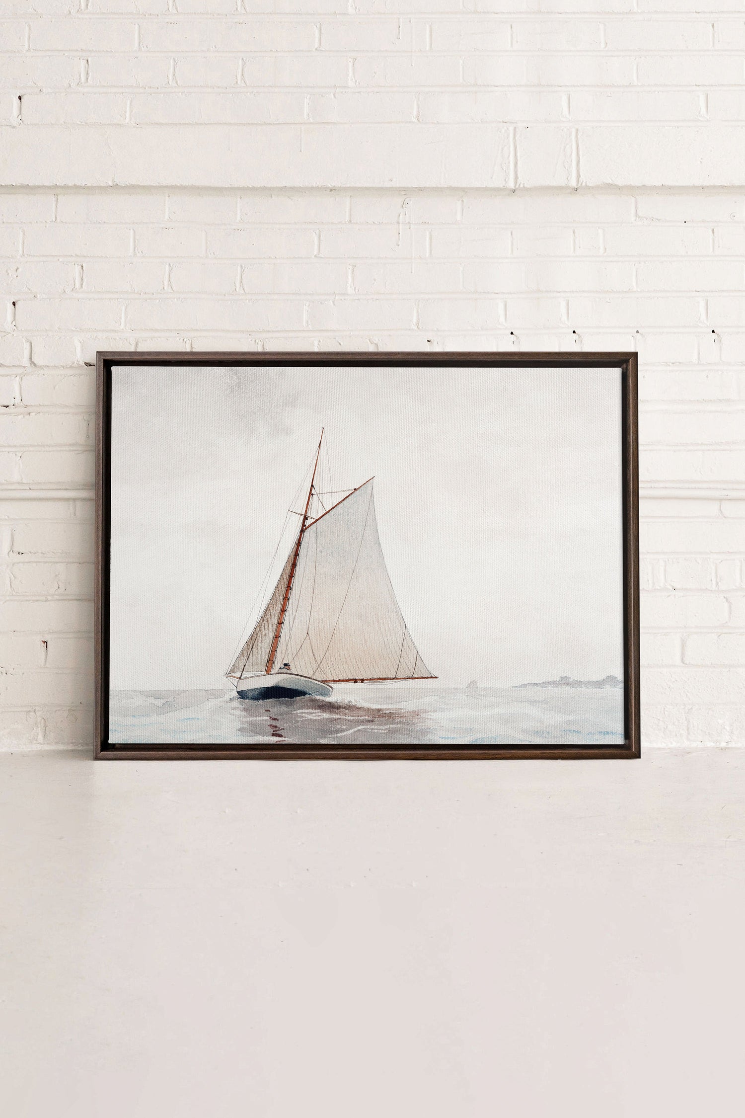 OLEKA CANVAS - MARÉE DOUCE, Oeuvre sur toile étirée, encadré Brun Noyer