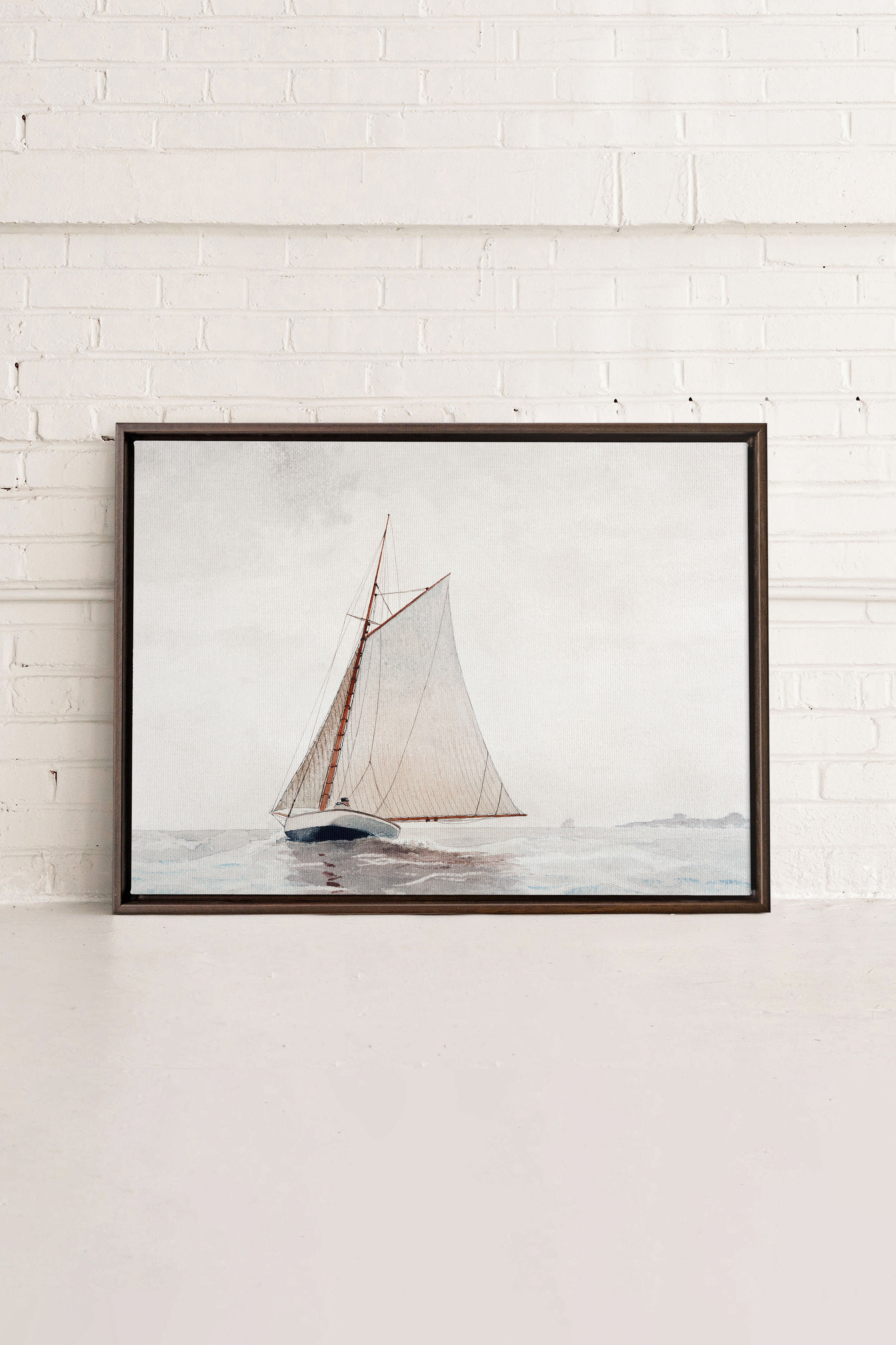 OLEKA CANVAS - MARÉE DOUCE, Oeuvre sur toile étirée, encadré Brun Noyer