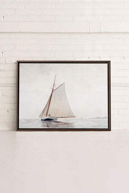 OLEKA CANVAS - MARÉE DOUCE, Oeuvre sur toile étirée, encadré Brun Noyer