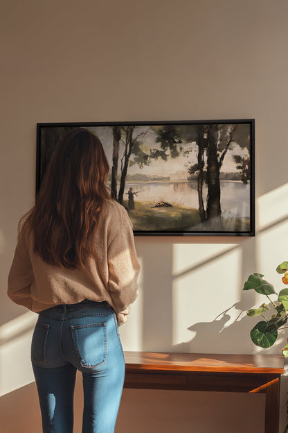 OLEKA CANVAS - THE QUIET SHORE, Oeuvre sur toile étirée, encadré Noir