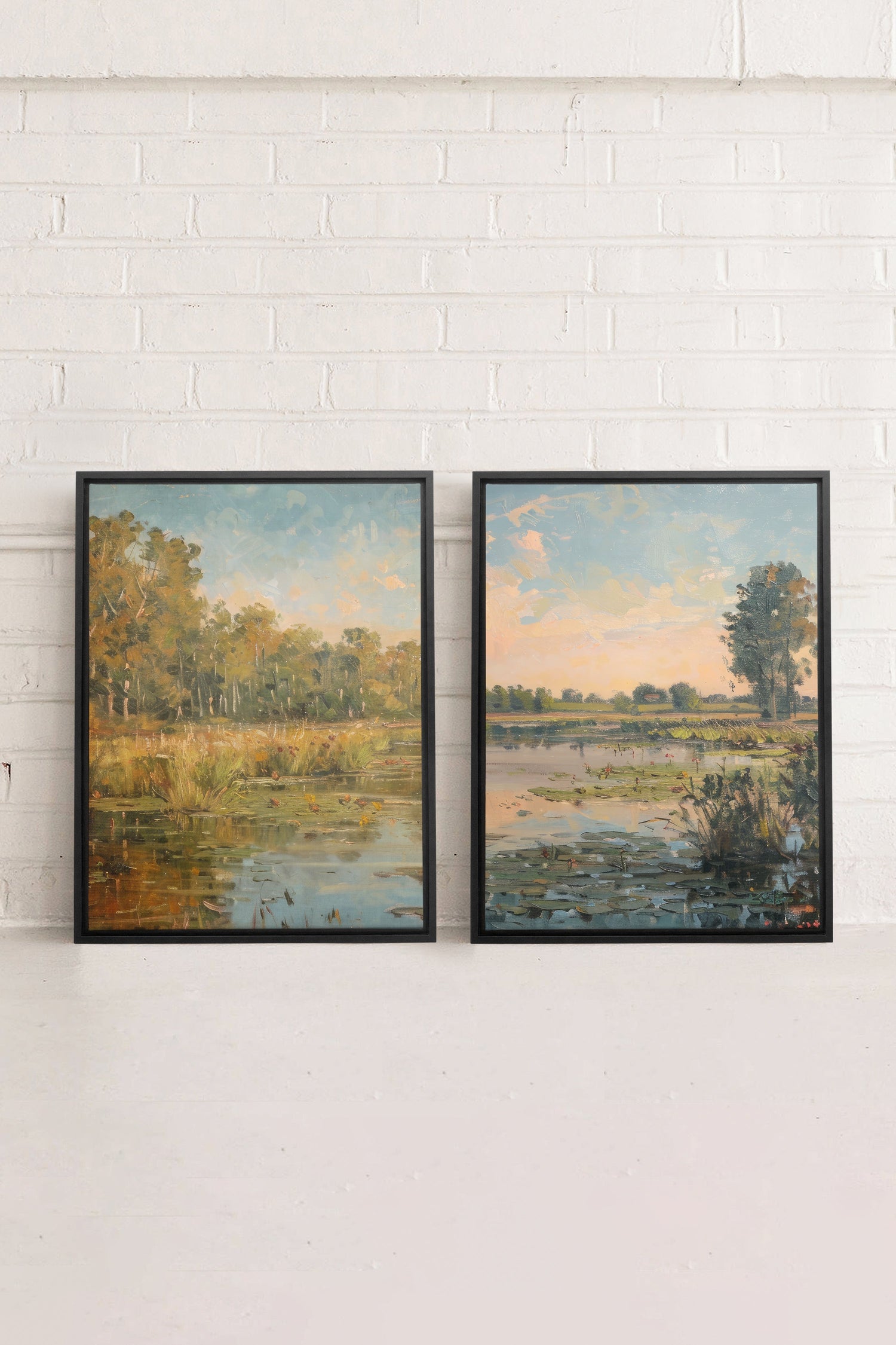 OLEKA CANVAS - COMBINAISON CROATIAN WATERS, 2 Oeuvres sur toile étirée, encadré Noir