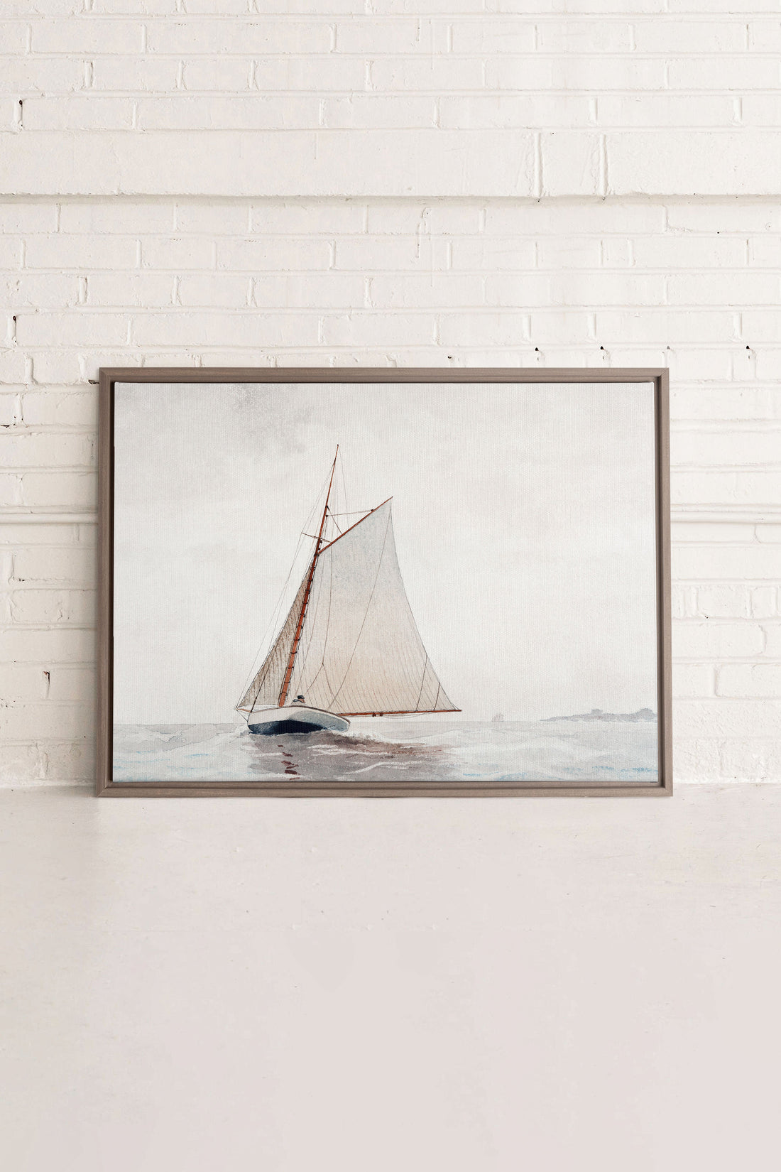 OLEKA CANVAS - MARÉE DOUCE, Oeuvre sur toile étirée, encadré Brun Chêne