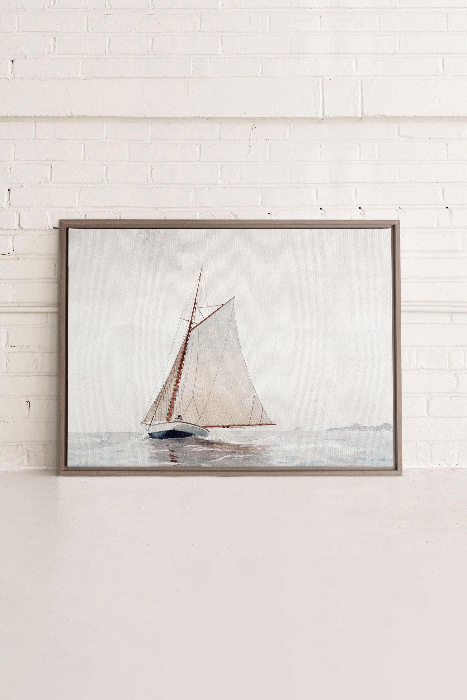 OLEKA CANVAS - MARÉE DOUCE, Oeuvre sur toile étirée, encadré Brun Chêne