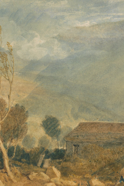 TEMPÊTE SUR LA VALLÉE, Oeuvre sur toile rigide, encadré Vintage Argent