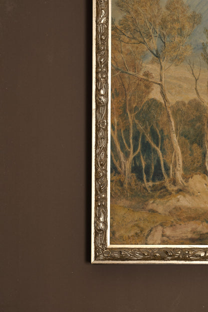 TEMPÊTE SUR LA VALLÉE, Oeuvre sur toile rigide, encadré Vintage Argent