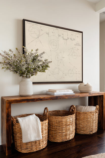 AU COEUR DES AXES, Artwork on stretched canvas, framed in Walnut Brown