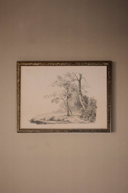 ESQUISSE DU PASSÉ, Oeuvre sur toile rigide, encadré Vintage Bronze