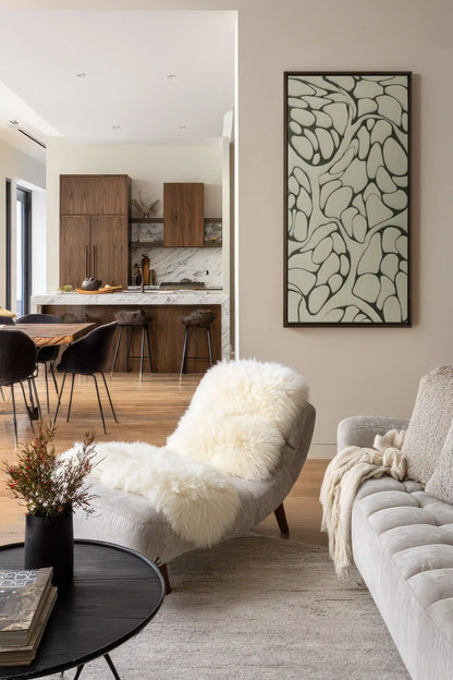 FORMES MINÉRALES, Work on stretched canvas, framed Walnut brown