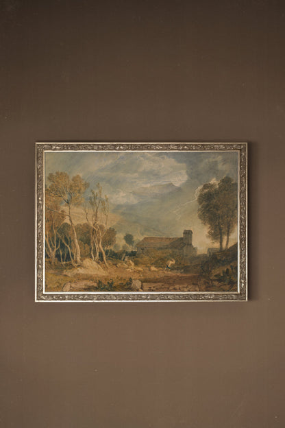 TEMPÊTE SUR LA VALLÉE, Oeuvre sur toile rigide, encadré Vintage Argent