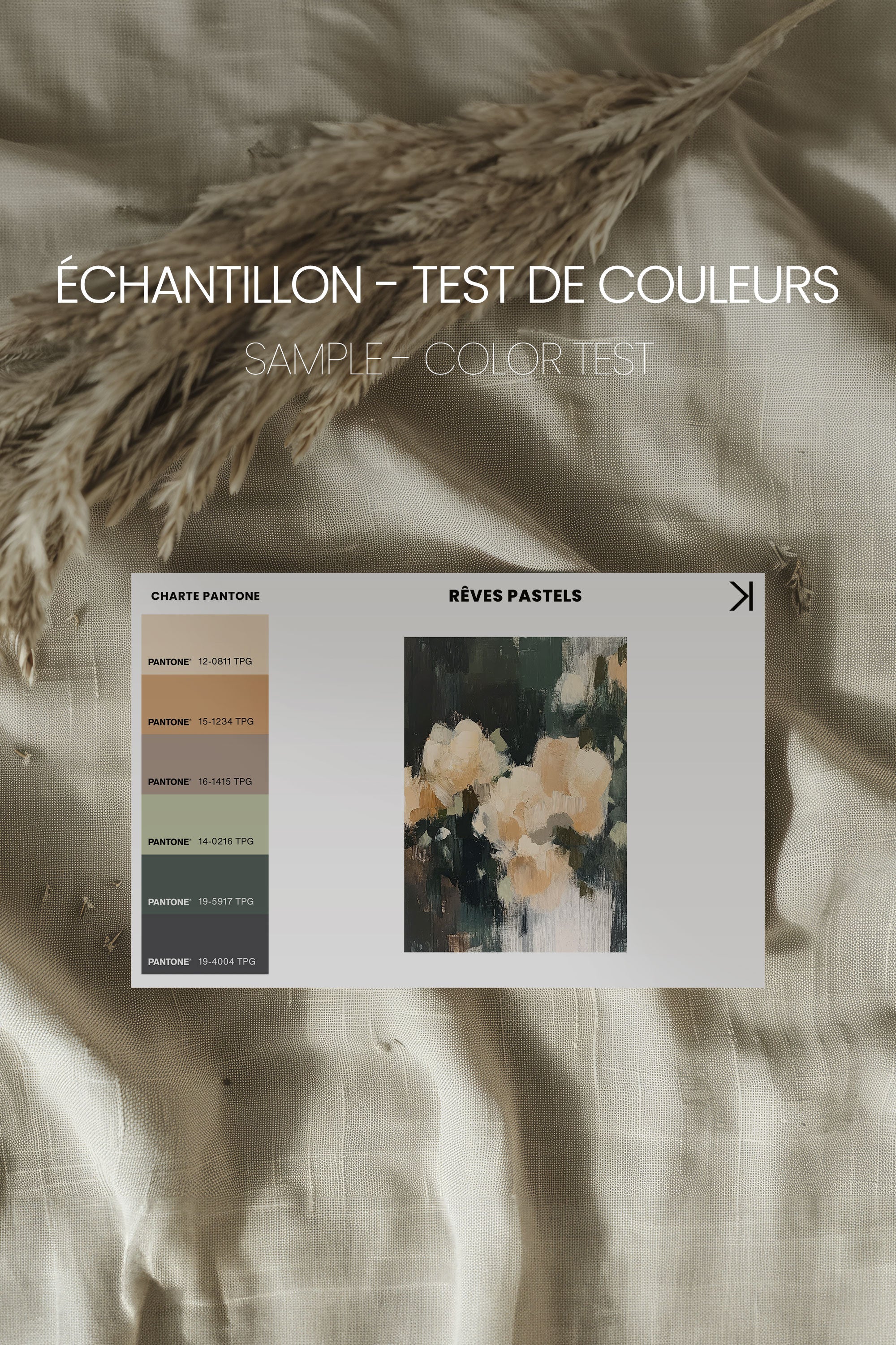 OLEKA CANVAS - RÊVES PASTELS, Oeuvre sur toile étirée, encadré Blanc