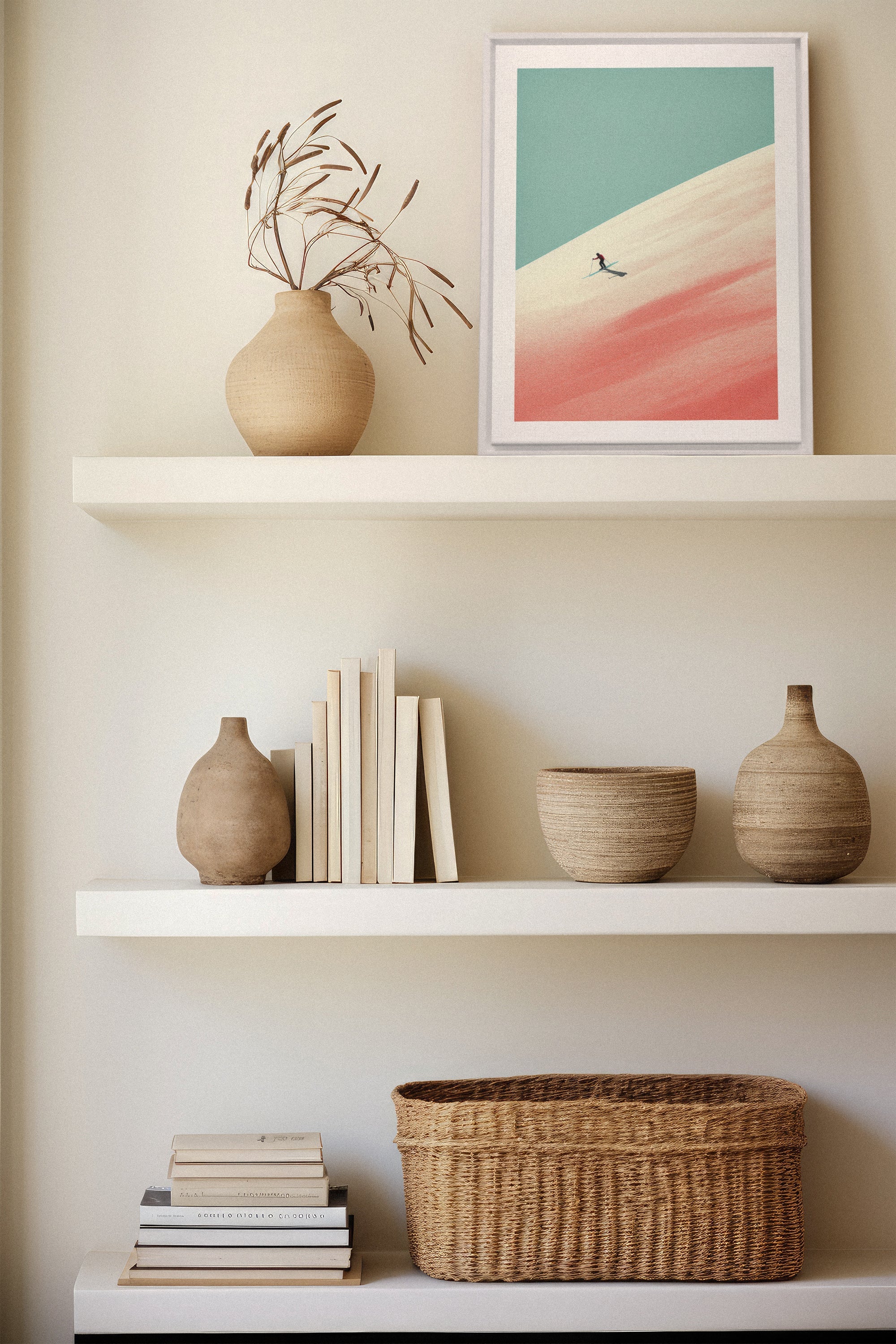 OLEKA CANVAS - Frosty Glide, Oeuvre sur toile étirée, encadré Blanc