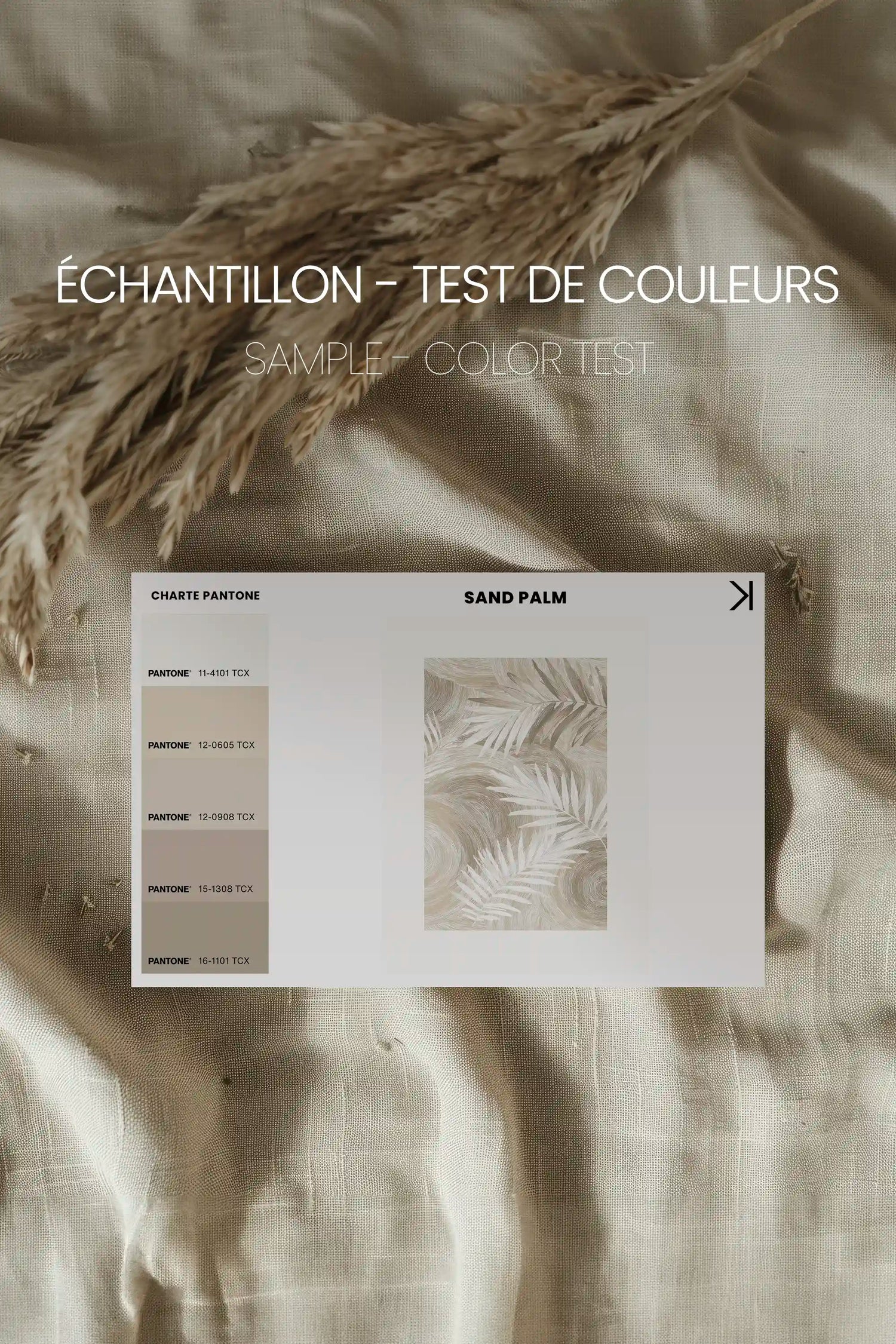 SAND PALM, Oeuvre sur toile étirée, encadré Naturel Clair