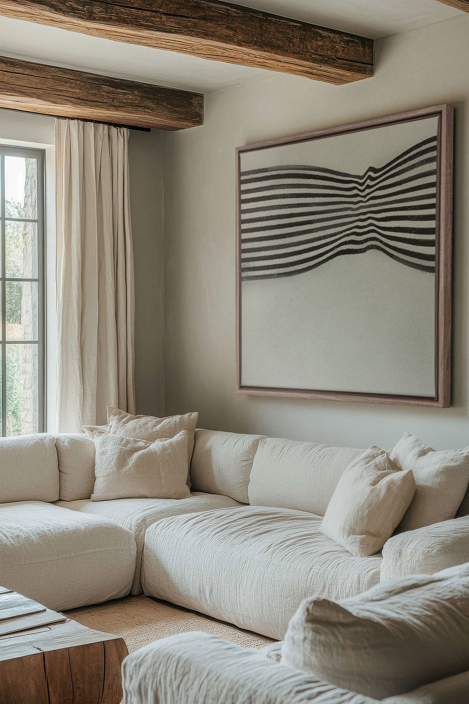 OLEKA CANVAS - INFINITE STRIPES, Oeuvre sur toile étirée, encadré Brun Chêne