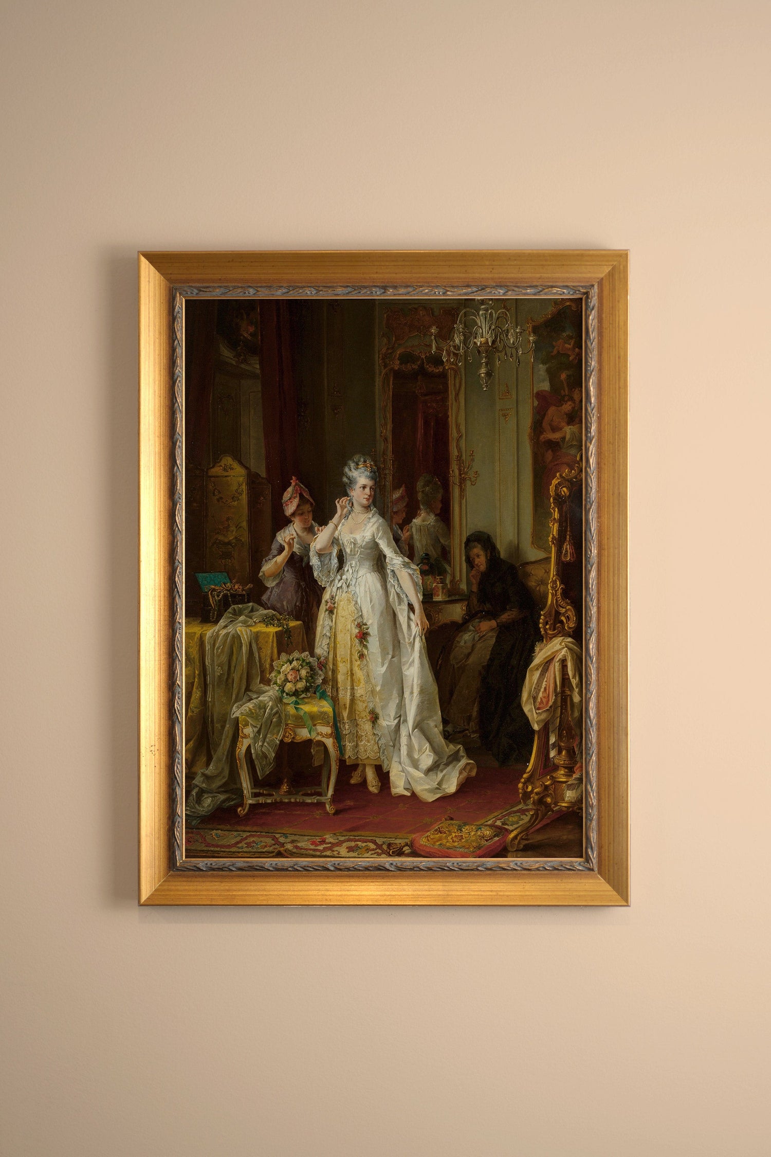 CHAMBRE ROYALE, Oeuvre sur toile rigide, encadré Vintage Or