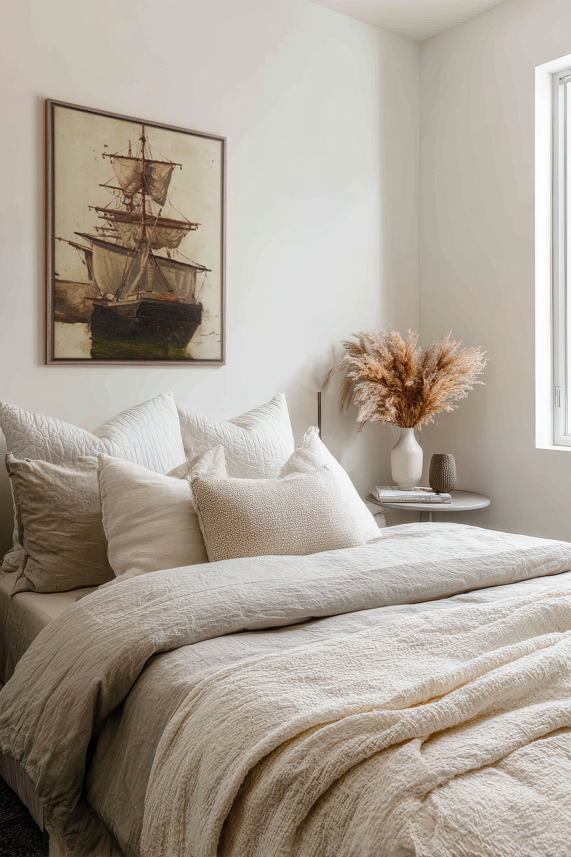 BRISE ANTIQUE, Oeuvre sur toile étirée, encadré Brun Chêne